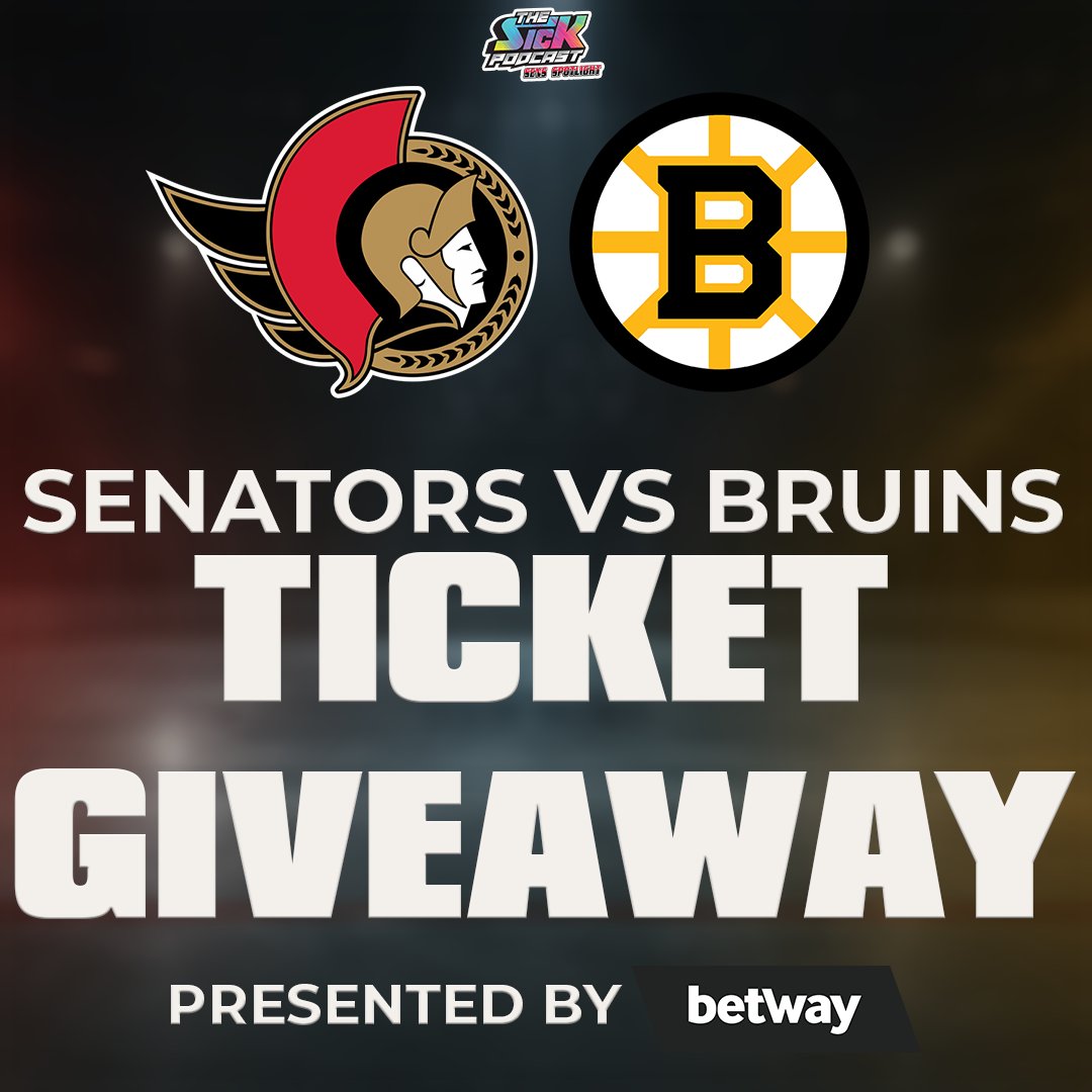 sickpodsens's tweet image. 🚨SENS TICKET GIVEAWAY🚨

We are giving 2 pairs of tickets to the Sens vs Bruins game on Nov 13!  

TO ENTER:

1. Follow @sickpodsens &amp;amp; @betwaycanada
2. RT this post
3. Comment SICK

Enter on IG for an extra entry👇
instagram.com/thesickpodcast…

Winners will be announced on Nov 12th.