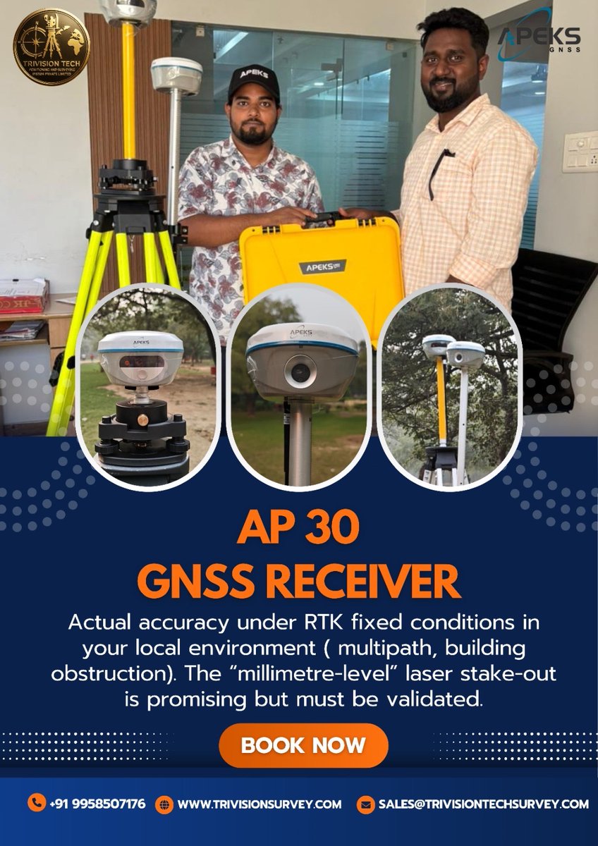 TRIVISIONTECH's tweet photo. Meet apeks ap30 Laser DGPS — the next level of field accuracy powered by NebulasIV RF Tech + Precision Algorithm.

Designed for professionals who work in real, challenging site conditions — this device delivers stability, speed, and uncompromised accuracy on every project. https://t.co/bpT8toakJk