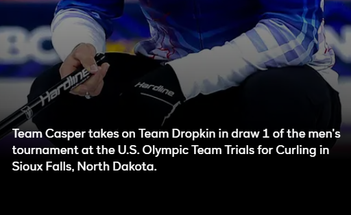 The USA Olympic Curling Trials begin tomorrow in Sioux Falls.  That's 140 miles from the nearest dedicated ice.  <a href="/usacurl/">USA Curling</a> at it again!  Their media partner <a href="/peacock/">Peacock</a> doesn't even know what state the trials are in!  The new Anderson Arena would be a good permanent home to this