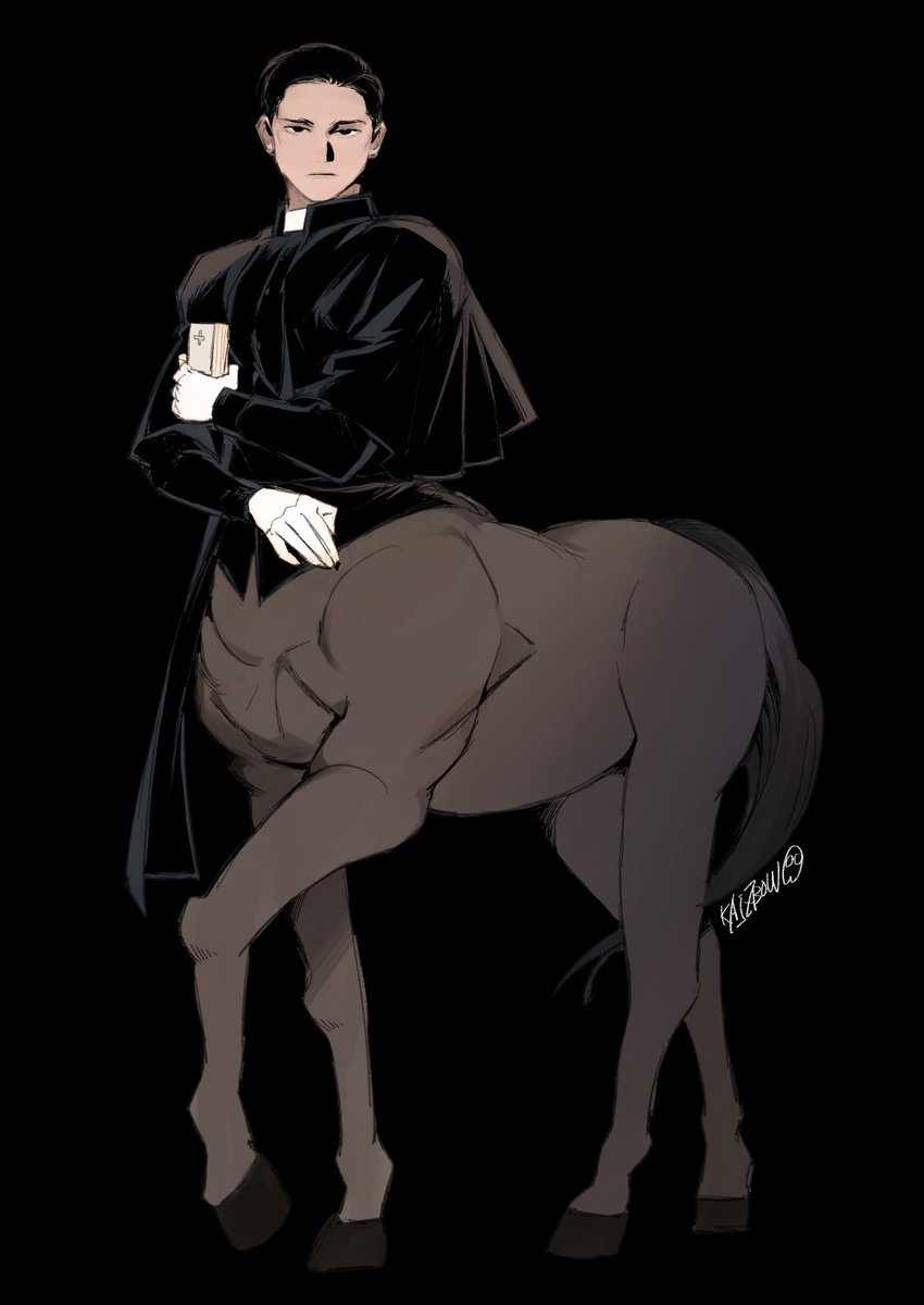 給宅宅的生日賀圖，試著畫了傳說中的帥哥人馬神父（？）也算畫過人馬很多次了，但包這麼緊的好像是第一次畫w