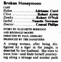 TalkingPicsTV's tweet photo. A honeymoon in the jungle turns into a nightmare... 

💎 THE VISE (1955) 6:30pm Premiere #Adrienne Corri #Robert Ayres in 'Broken Honeymoon'  TPTVsubtitles Hosted by #RonRandell https://t.co/Rsj44QFGJt