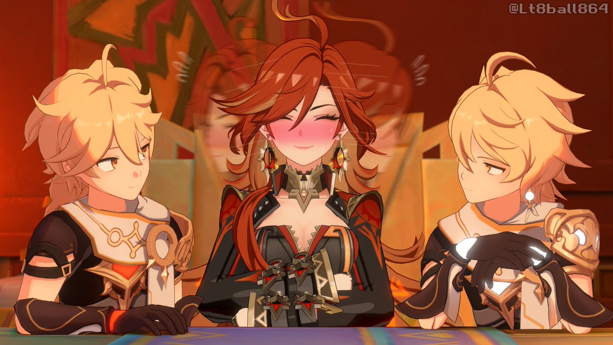 Lt8ball864's tweet image. 2....Aethers..??  #mavuither 🔥❤️✨

It's Traveler and Abyss Prince just to clarify.
#Mavuika #GenshinImpact #原神 #Genshin #空 #マーヴィカ #Natlan #aetherxmavuika #aevuika  #mavuther