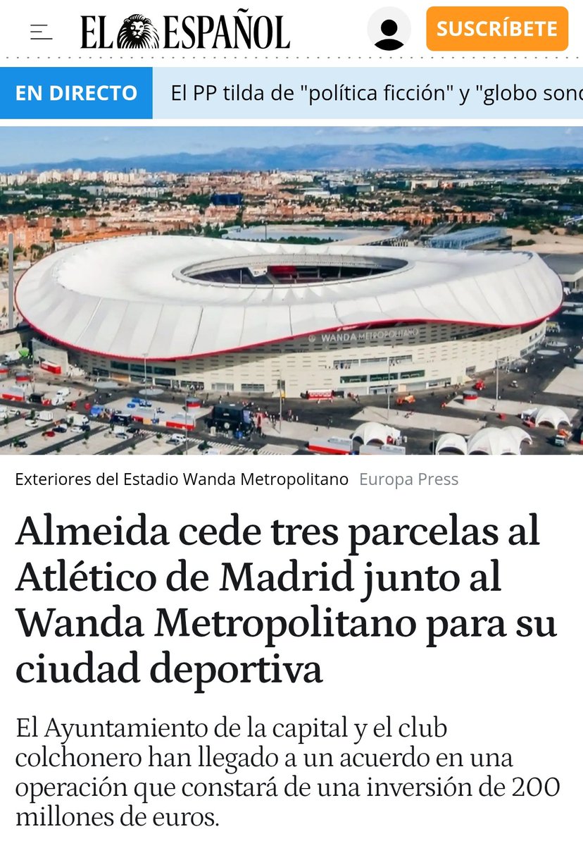 Y la oposición permitiendo el expolio municipal
<a href="/giraldeo/">Antonio Giraldo</a> <a href="/jlnietobueno/">José Luis Nieto Bueno 🌻</a> 

Almeida regala 400.000m² de suelo público y Miguel Ángel Gil lo vende con el paquete de Atlético de Madrid.
Duplican el precio de venta con el suelo de todos los madrileños.