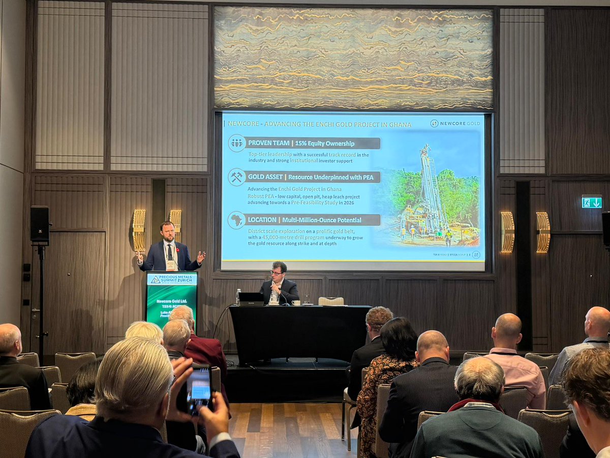 📸: Newcore Gold's President &amp; CEO Luke Alexander (<a href="/LukeNCAU/">Luke Alexander</a>) presenting during the #PreciousSummitZurich2025.

$NCAU.V $NCAUF #development #investorpresentation <a href="/VRIFYTechnology/">VRIFY Technology Inc.</a>