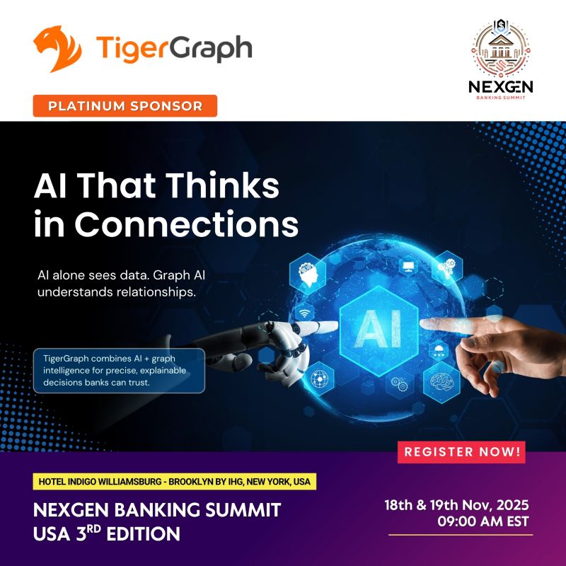 NexGenBanking's tweet image. 🔹 Driving the Future of Banking with Graph AI! 🔹
Proud to have @TigerGraph as a Platinum Sponsor at @NexGenBankingSummit USA 2025!
Discover how Graph AI empowers banks with precise, explainable &amp;amp; trusted decisions.
📍NYC | 🗓 Nov 18–19
🔗 lnkd.in/eVJaNXPX
#TigerGraph