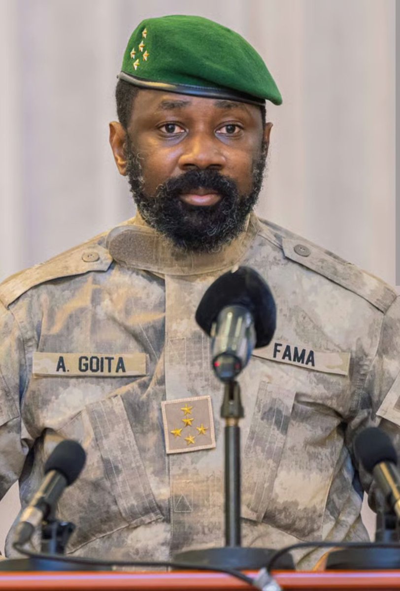 AfricanHub_'s tweet photo. MALI 🇲🇱: “We either fight this war or remain slaves forever, because they are hunting us,” said President Assimi Goïta.

He accused foreign powers of using terrorism to force nations into submission, pretending to offer help while imposing political and economic control.

“They dictate who becomes president, prime minister, mayor, or deputy. They demand shares in our mining companies, control over our passports, and even our natural resources,” Goïta said, warning citizens to recognize the threat and defend their sovereignty.