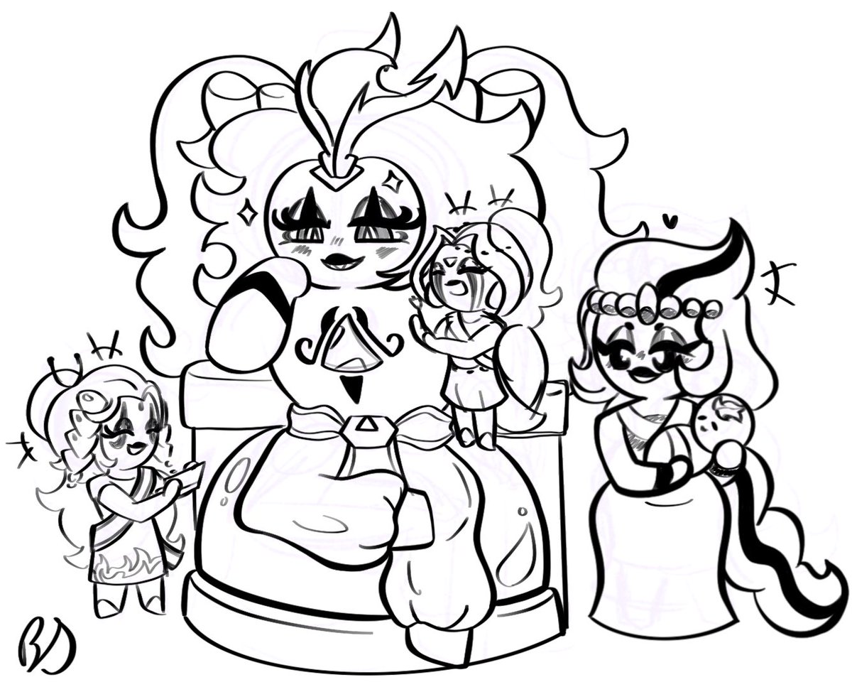 The youngest ones putting makeup on spice, 
He’s such a girl dad man, the only ones he’d allow to see him like this is them ❤️‍🔥 

#cookierunoc #cookierun #burningspicecookie #ocxcanon