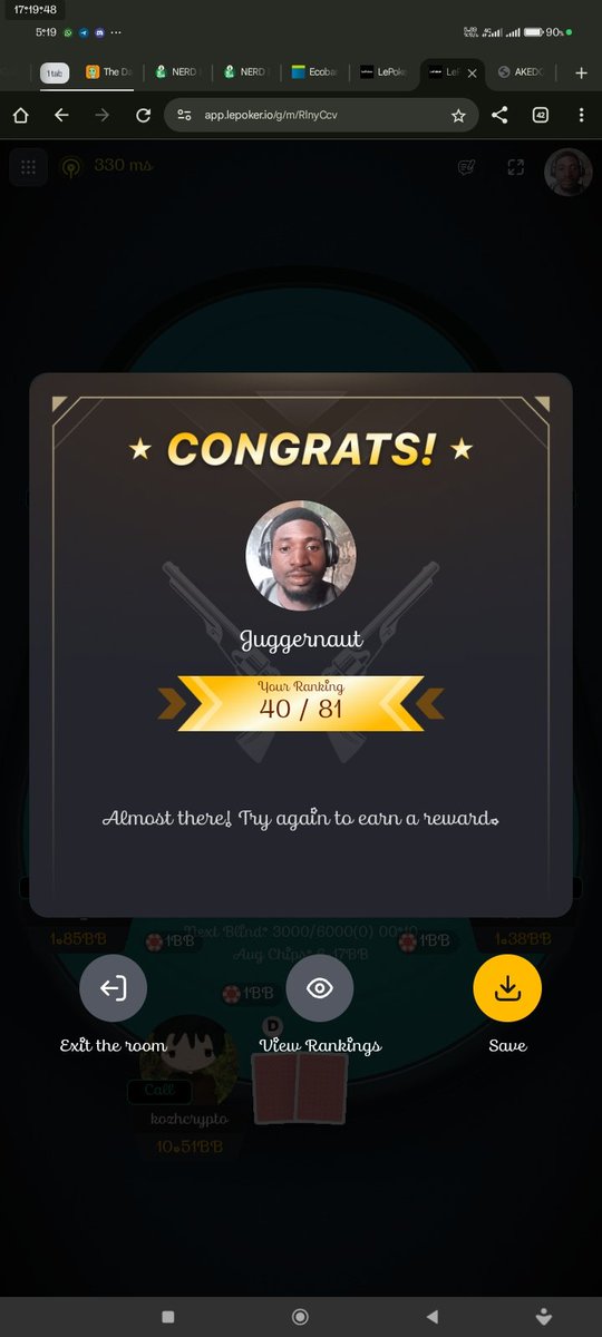 Oriyomi_junny's tweet photo. This is my rank when I joined the Russia poker events, I tried my best but I think it not enough but better luck next time to me @SentientAGI https://t.co/BMlxyRHbHp