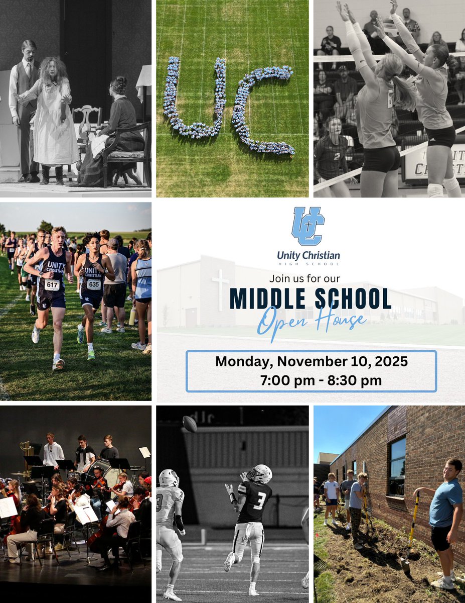 JOIN US 👉TONIGHT👈 FOR MIDDLE SCHOOL OPEN HOUSE- YOU'RE INVITED!

Middle school students and families, you are invited to join us tonight, Monday, November 10th @ 7:00 pm, for our Middle School Open House!

Learn more about who we are &amp; all the exciting things going on at Unity!