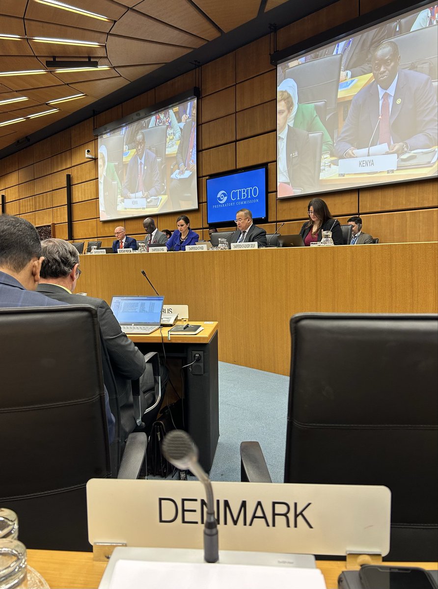 DKambVIENNA's tweet photo. At the beginning of another busy week for the @ctbto #PrepCom, the #EU underlines its full support for the #CTBT and its entry into force as well as for the International Monitoring System. We look forward to the early adoption of the 2026 budget #EU2025DK 🇩🇰🇪🇺 https://t.co/8qcKcGQE7V