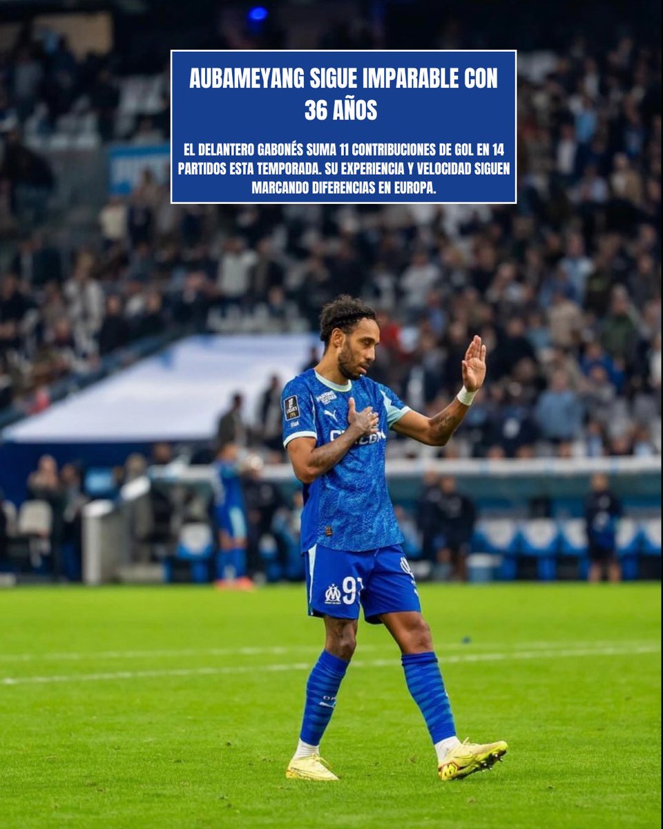 ⚽ Pierre-Emerick Aubameyang acumula 11 contribuciones de gol (entre goles y asistencias) en 14 partidos esta temporada. El veterano delantero demuestra que sigue vigente. 💪

#Aubameyang #FútbolInternacional #Delantero #Marsella #NoticiasDeFútbol