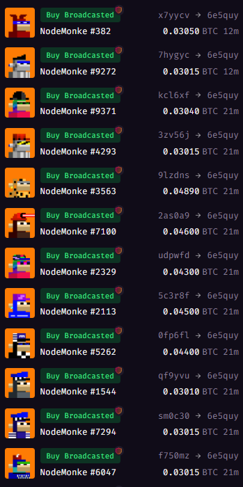 This guy, with just 0.36 BTC, bought 0.12% of the first batch of 10,000 NFts of Ordinals.

Congratulations 🤌

$Nodemonkes