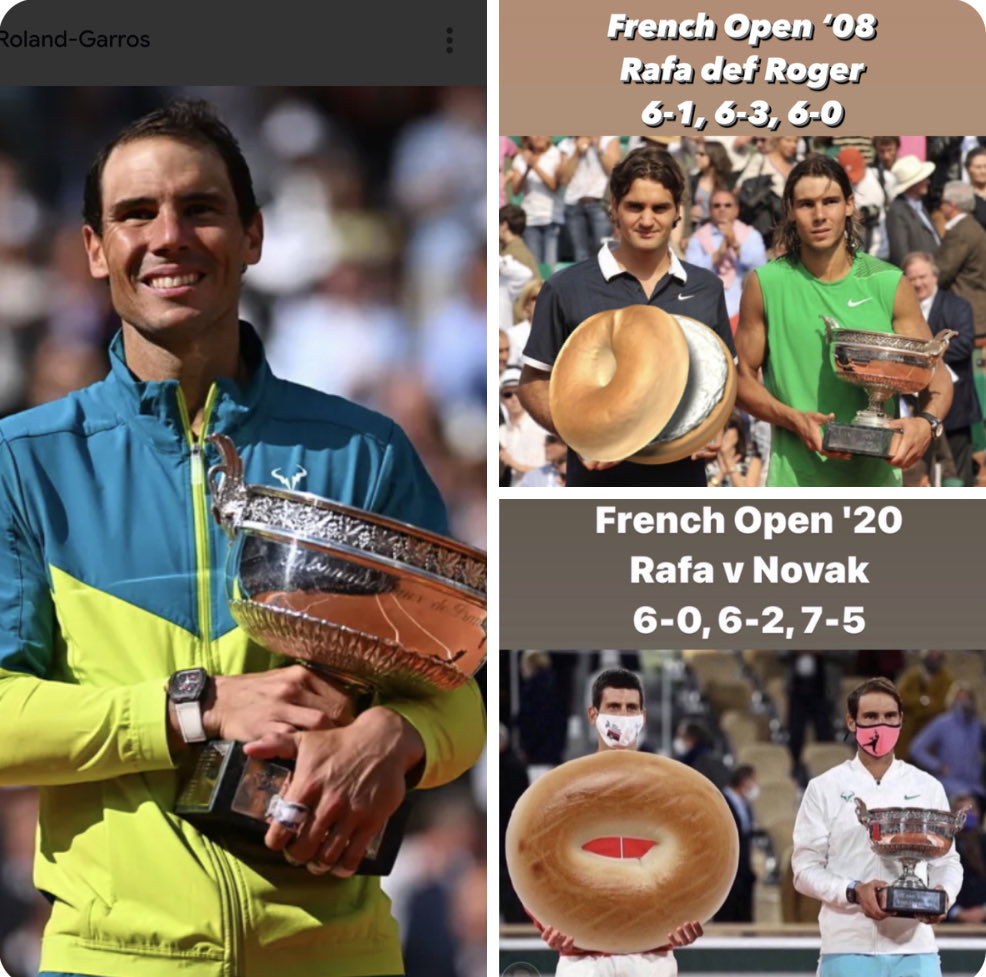 madel_suravilla's tweet image. Rafa’s power &amp;amp; precision coupled w/ his consistency &amp;amp; longevity have been unparalleled, opening the match w/ an astonishing bagel v Djokovic &amp;amp; closing the match w/ an impressive bagel v Fed in the Finals of French Open, says it all! 🐐

⁦@RafaelNadal⁩ 🐐👑🥇

#RolandGarros