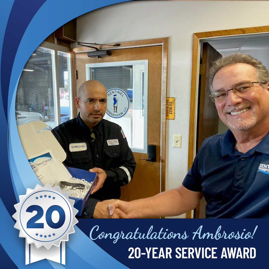sentinel_trans's tweet image. Huge congratulations to Ambrosio M, who just won recognition for 20 years of amazing service! Only the best of the best earn this honor, and Ambrosio certainly qualifies. After 20 years of dependability, we don’t know what we’d do without him. 

Way to go, Ambrosio!