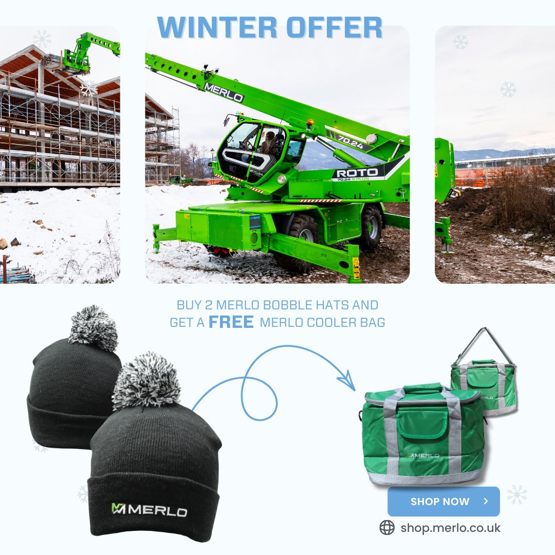 Winter is coming – bundle up and keep warm with our wonderful winter offer! ❄️

Buy 2 Merlo Bobble Hats and get a FREE Cool Bag! Perfect for you &amp; a mate to brave the outdoors.

While stocks last.

Get yours today: eu1.hubs.ly/H0pslFz0

#merlo #merchandise #winter