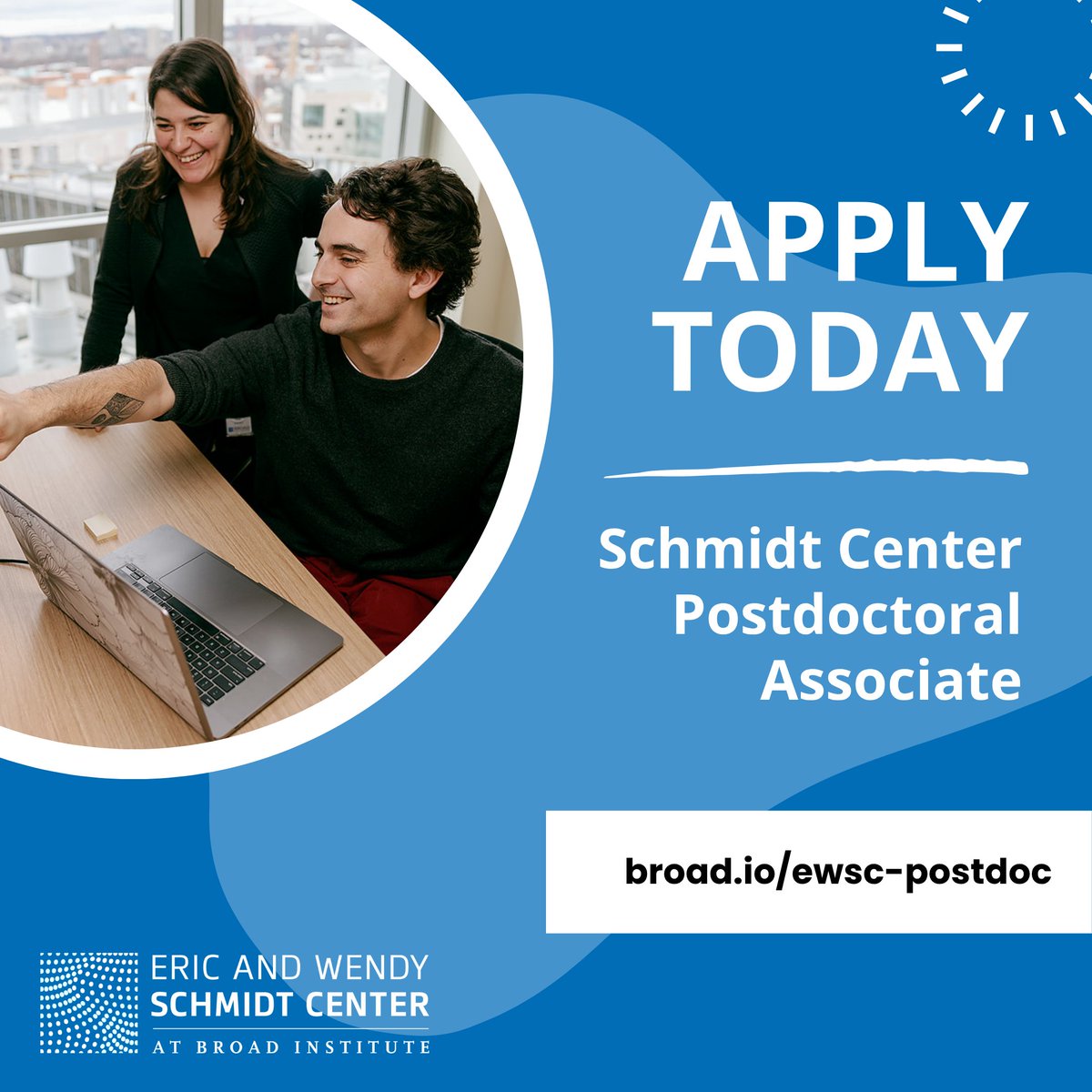 Schmidt_Center's tweet image. Interested in pursuing #machinelearning, #appliedmathematics, #statistics, or #computationalresearch to work on biomedical problems at the @broadinstitute? Apply to become a @Schmidt_Center postdoctoral associate: broad.io/ewsc-postdoc
