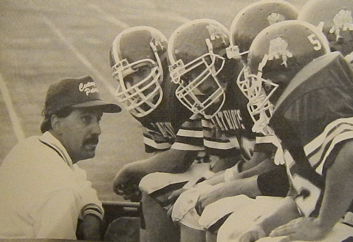 OLD SCHOOL
The Patriots are off to the Dakota Bowl this week. Here coach Ron Wingenbach visits with a few players on the sidelines from a game in the mid-1990s.
Century takes on Fargo Davies.
#wdaoldschool