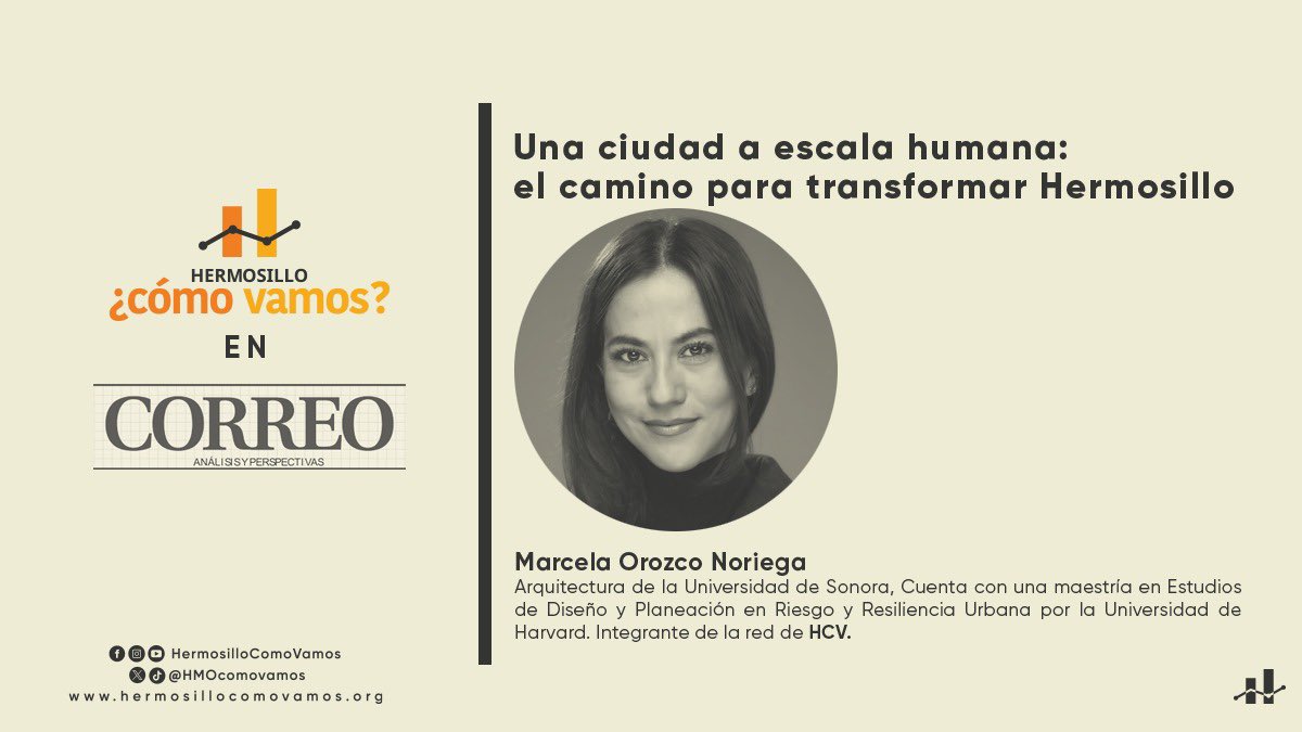 🌳 “Una ciudad a escala humana: el camino para transformar Hermosillo” un artículo de  <a href="/macrela/">Marcela Orozco Noriega</a> para <a href="/RevistaCorreo/">Revista Correo</a> Banquetas seguras, árboles, comunidad y movilidad digna: el futuro que podemos construir. 

Descúbrelo aquí 👇
➡️ tinyurl.com/m3hberca
#RedHCV