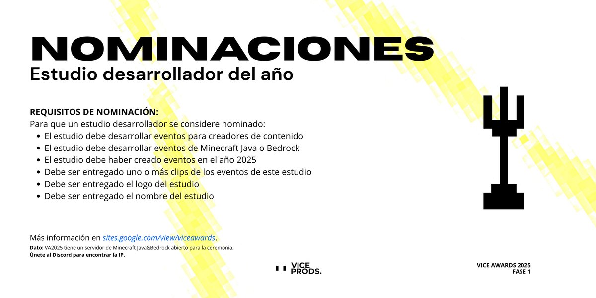 NOMINACIONES  |  #ViceAwards2025
💻 Estudio desarrollador del año

¿COMO NOMINAR EN ESTA CATREGORÍA?
🎬 Dejando un clip de tus creadores favoritos
💬 Comentando el nombre de tus creadores favoritos

Comenta para nominar 👇👇👇 o auto-nominarte