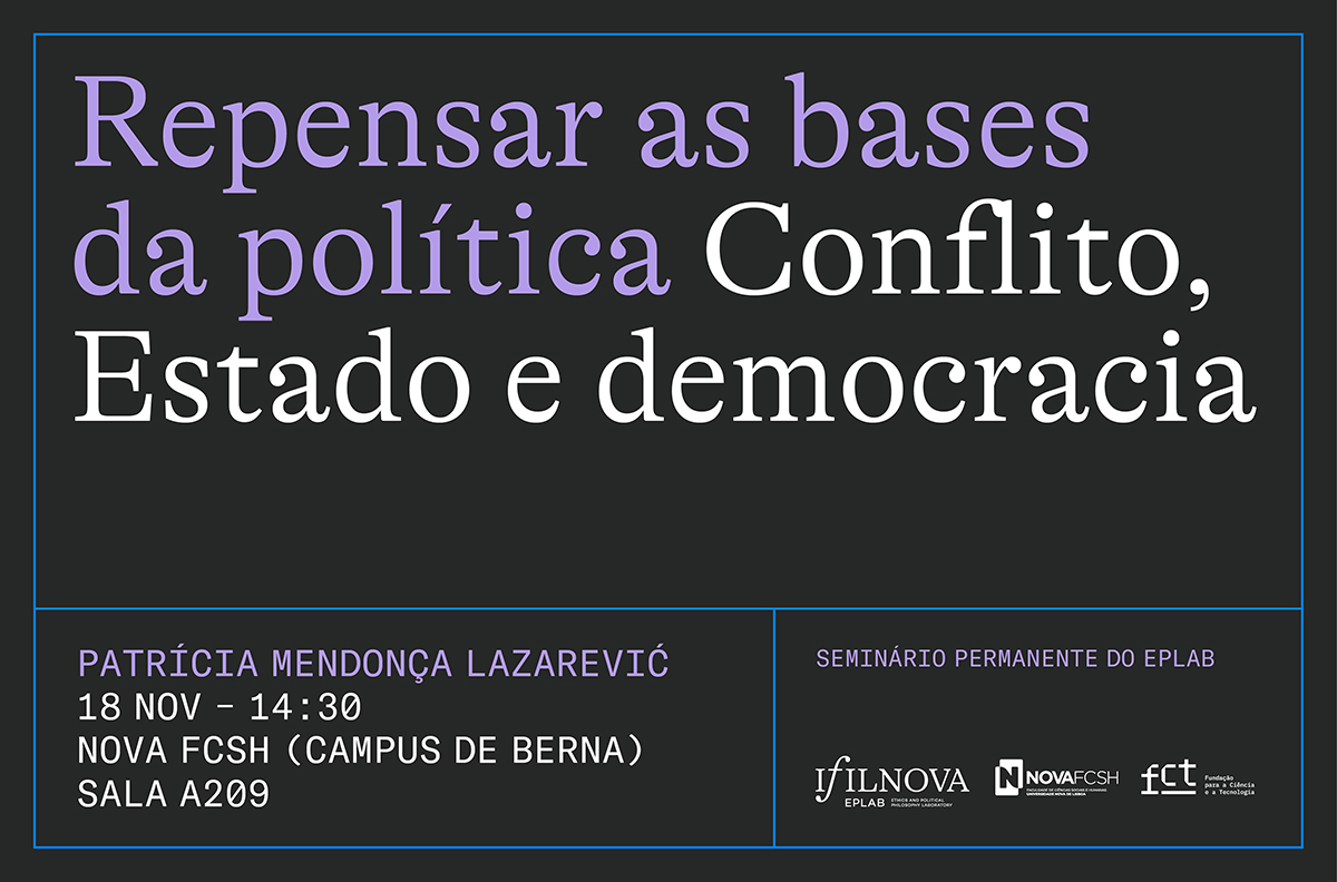 📯 Na segunda sessão do Seminário Permanente do EPLab, Patrícia Mendonça Lazarević falará sobre “Repensar as bases da política: conflito, Estado e democracia”.

📆  Terça-feira, 18 novembro · 14:30 · NOVA FCSH (Berna), Sala A209

+ info ifilnova.pt/eventos/repens…