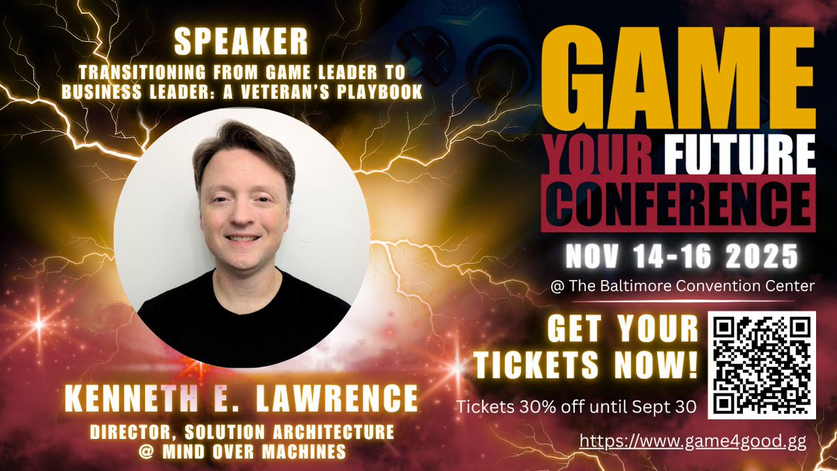 Introducing Kenneth E. Lawrence — a leader whose career bridges gaming, military service, and organizational leadership. Catch his session at Game Your Future. Register: lnkd.in/ezK-3wZQ Code: IMWITHTHESPEAKER 65% off. #GYF2025 #GameWithaPurpose #gamedev