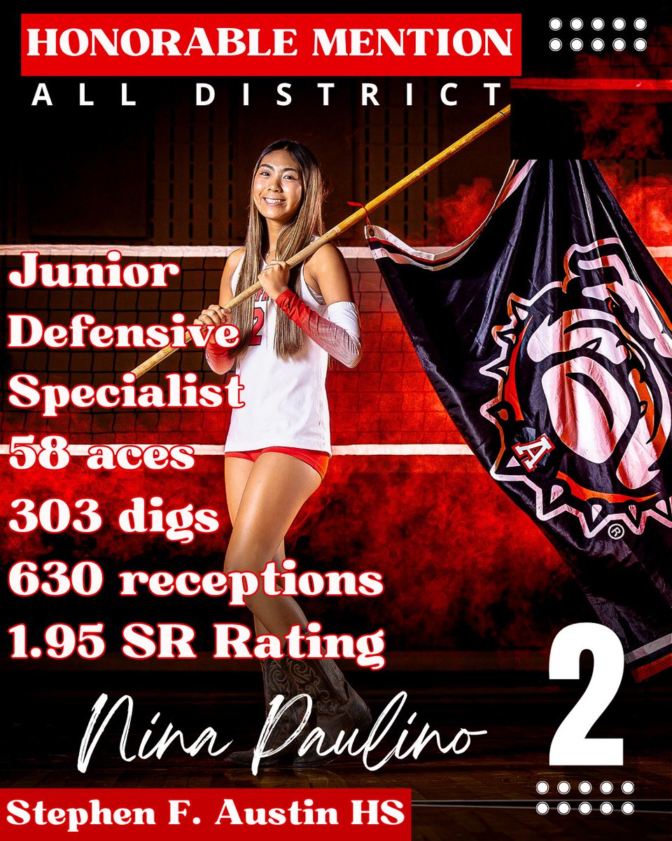 AustinBulldogVB's tweet photo. Congratulations to these three talented athletes who were awarded 21-6A All District Honorable Mention! Sophomore captain Kinsey Lafon-Yowell, and Juniors Nina Paulino and Zainab Azzam #ALLIN #FIERCE #MUDITA https://t.co/yZ6iGzYnJ4