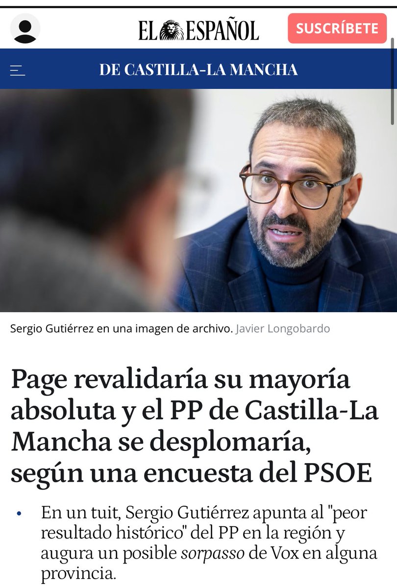 Entre estas dos noticias sobre encuestas en CLM hay, apenas, dos semanas de diferencia. 

Saquen Ustedes las conclusiones e intenten no relacionar “la dimisión” del PP provincial de Cuenca con la diferencia entre un titular y otro…inténtelo pero es muy difícil