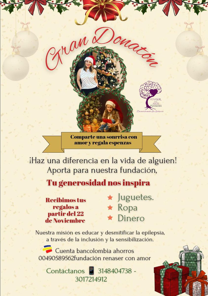 Renaserconamor's tweet photo. Queremos invitarlos a que conozcan y apoyen la  labor que hacemos con nuestros afiliados, pacientes y cuidadores en el mes de diciembre donde relizamos la clausura del año, apoyando en dinero o en especie 💜
Cuenta de ahorros Bancolombia #00490589562
Fundacion Renaser con Amor https://t.co/7iUt1sTHQP