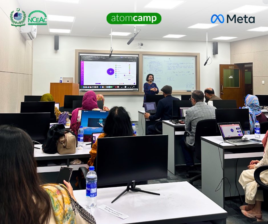 atomcamp's tweet image. Sharing a glimpse of Day 3 and 4 of the first 4-day session of phase 2 of the AI-Ready Faculty Program that took place in Islamabad. 

In collaboration with Meta, atomcamp is continuing its effort to help university faculty across Pakistan get equipped with the latest AI…
