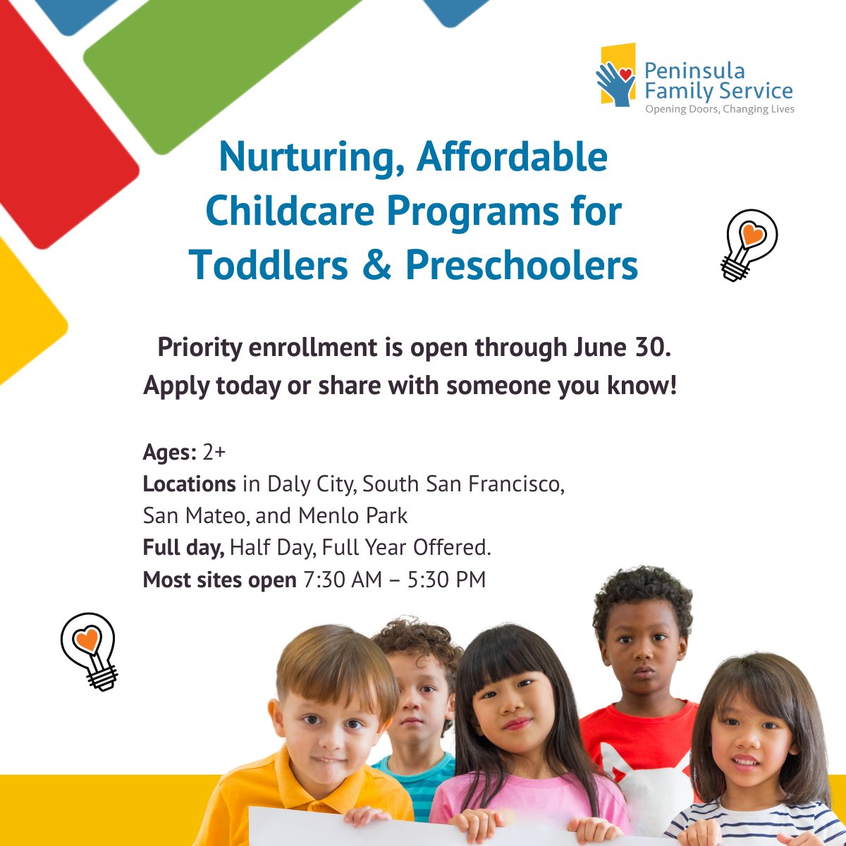 Do you know a friend, family member, or neighbor looking for affordable, high-quality childcare? Or are you ready to re-enroll your child?

Learn more here: ow.ly/w5Ov50VOJep