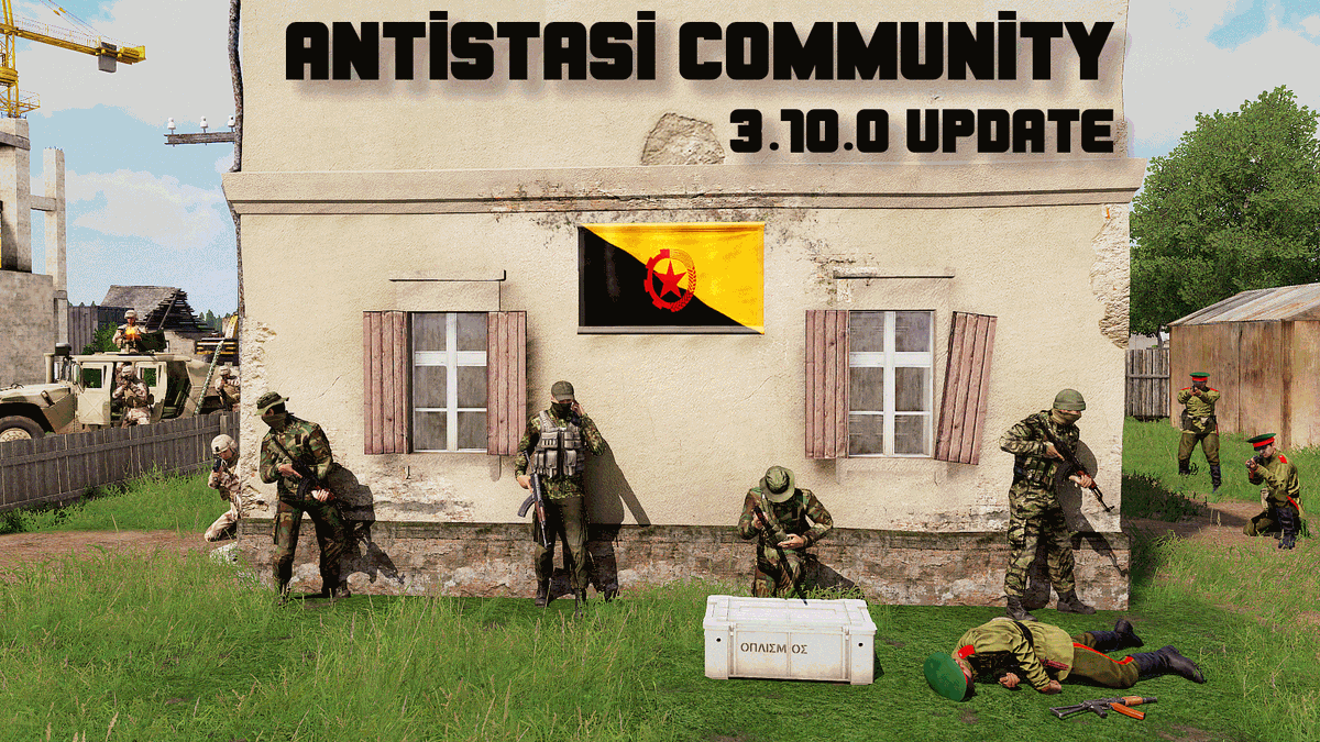 AntistasiO's tweet image. 🎉 Arma 3 Antistasi Update 🎉

Antistasi 3.10.0 is here!

- 18 new enemy factions
- Save exporting
- Reworks to garrisons and cities
- Even more Battle Menu updates
- Buildable helipads
and more!

Full changelog at antistasi.de/3.10.0
#antistasi #arma3