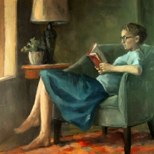 Book Corner  📚
:
"Just the knowledge that a
good book is awaiting one 
at the end of a long day 
makes that day happier."
                               (Kathleen Norris)
:
Sylvie Vanlerberghe art  🎨