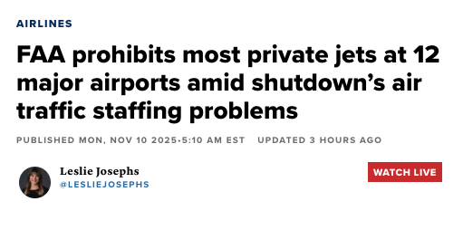 Wanna end the government shutdown expeditiously? 

Shut down private air travel