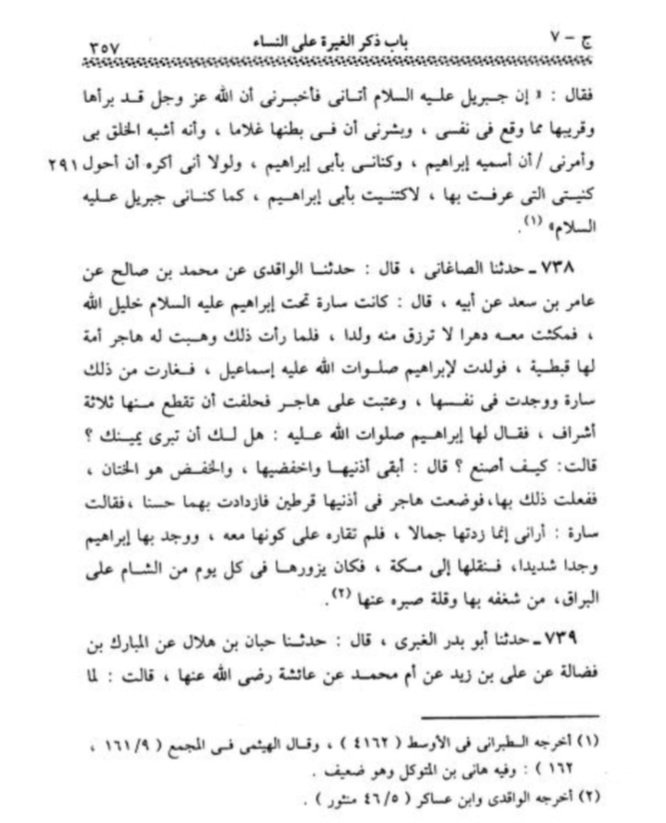machkor17's tweet photo. فائدة: 
هل كان إسماعيل عليه السلام أكب�� من #الذبيح_إسحاق بأربع عشرة سنة؟
الجواب: ليس في شرعنا تحديد لذلك، بل الثابت أنهما سنينان، صيفيان، أي: موهوبان لإبراهيم عليه السلام على الكبر، وأما كون سارة غارت من هاجر عندما وضعت إسماعيل، فخبر باطل، رواه الواقدي وإسحاق بن بشر وهما متهمان. https://t.co/3EUB39TIJa
