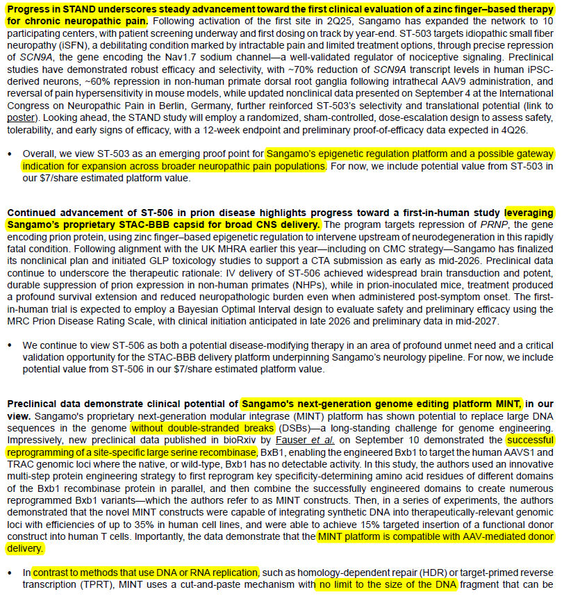 BiotechAnalysst's tweet image. HCW $SGMO PT $10
Consistent execution and clear regulatory alignment support filing under the FDA’s #Accelerated #approvalworkflow 

NAV1.7 epigenetic editing ZF

Sangamo&apos;s #next-generation #genome #editing platform #MINT 

in contrast to RNA DNA repl. no limit to the size