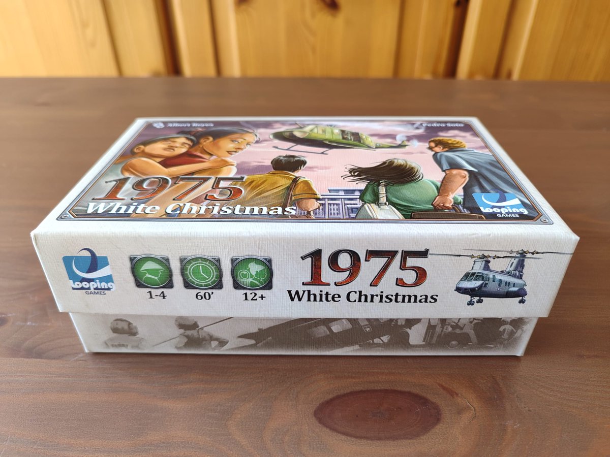 1. Pues aquí va hilo presentación de 𝟭𝟵𝟳𝟱 𝗪𝗵𝗶𝘁𝗲 𝗖𝗵𝗿𝗶𝘀𝘁𝗺𝗮𝘀, de <a href="/Loopingames/">Looping Games</a>. Se trata del décimo juego de la serie 19XX y en él recrearemos la Operación Frequent Wind: mecánica de pick-up and deliver, pujas, draft y gestión de mano. Jugaremos 4 rondas de 3 fases