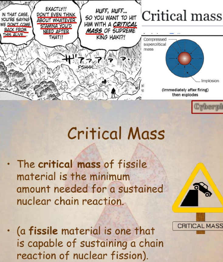 [#ONEPIECE] very short 1-2

-After seeing the recent chapter and Roger going on the rant to really damage Domi reverse rocks, they must hit him with critical mass attack of conquerors and that can parallel to energy.

-I believe oda could be inspired by what is called the