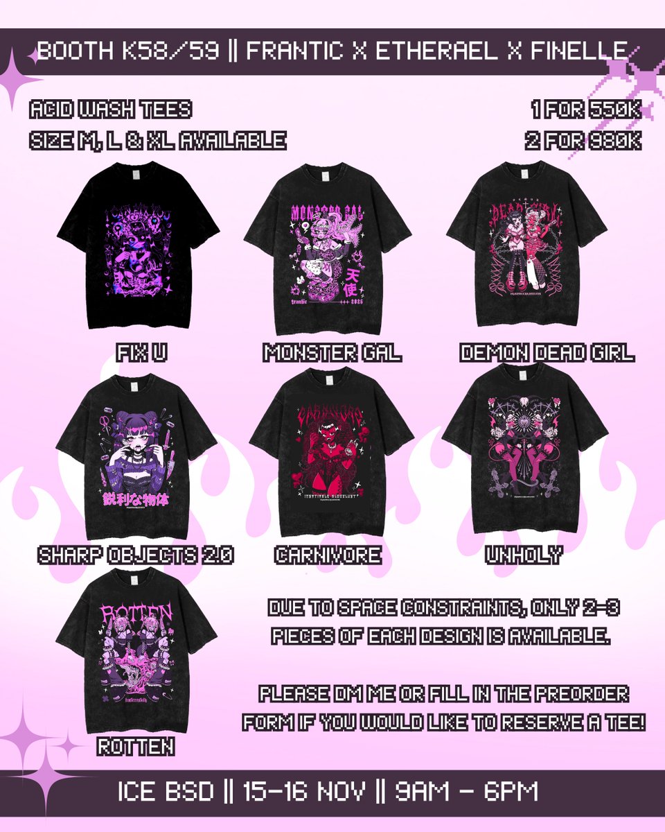 frantictrash's tweet photo. CF21 CATALOG (PART 2/4) 🇮🇩💘|| BOOTH K58/59
hello cuties! so excited to be able to visit Indonesia again for CF 21 this weekend!
Reservations are open in the form below if you would like to cop something <3

https://t.co/ElY3uOP1SR

#cf21 #comifuro21 #yamikawaii #creepycute https://t.co/dJMgBA5XoE