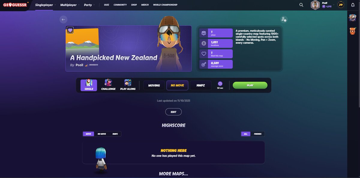 PsailFN's tweet image. Just dropped my first GeoGuessr map: 

Handpicked New Zealand!

1000+ curated spots, both islands – NM, P+Z, all cams, 

Play:geoguessr.com/maps/6912132ac…
Beginners: ID, pros: regions. Feedback? @PsailFN
  
#GeoGuessr #NewZealand