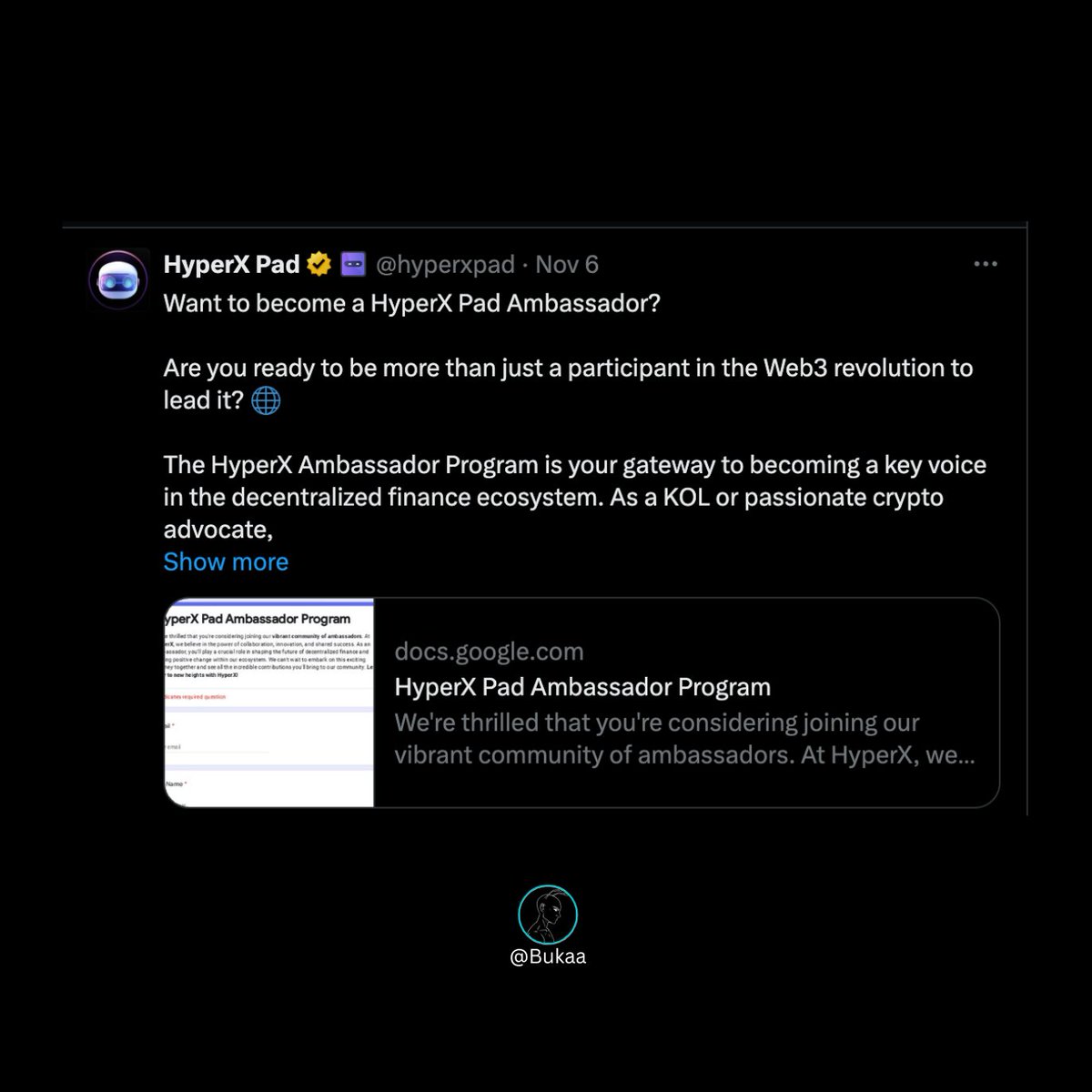 𝐐𝐮𝐢𝐜𝐤 𝐀𝐥𝐩𝐡𝐚  — 𝙃𝙮𝙥𝙚𝙧𝙓 𝙋𝘼𝘿 𝘼𝙢𝙗𝙖𝙨𝙨𝙖𝙙𝙤𝙧 𝙋𝙧𝙤𝙜𝙧𝙖𝙢 🚨
- ʜᴇʀᴇ ɪs ᴛʜᴇ ᴀʟᴘʜᴀ ☊

Pay Range: $300 – $5,000  

𝘽𝙚𝙛𝙤𝙧𝙚 𝙬𝙚 𝙗𝙚𝙜𝙞𝙣, 𝙢𝙖𝙠𝙚 𝙨𝙪𝙧𝙚 𝙩𝙤 𝙡𝙞𝙠𝙚 𝙖𝙣𝙙 𝙧𝙚𝙩𝙬𝙚𝙚𝙩 𝙩𝙝𝙞𝙨 𝙥𝙤𝙨𝙩, 𝙖𝙣𝙙 𝙙𝙤𝙣’𝙩 𝙛𝙤𝙧𝙜𝙚𝙩 𝙩𝙤