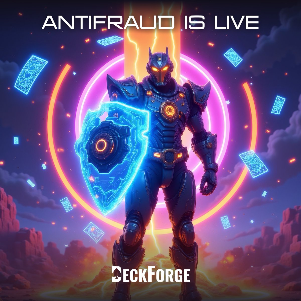 deckforge_labs's tweet image. 🛡️ ANTIFRAUD is LIVE — The Forge Stands Protected

Over 3,000+ runs have already been played in the Open Beta — and now it’s time to level up the battlefield.

To protect fair competition and keep the economy stable, we’ve officially added the ANTIFRAUD system to the game.

Every…