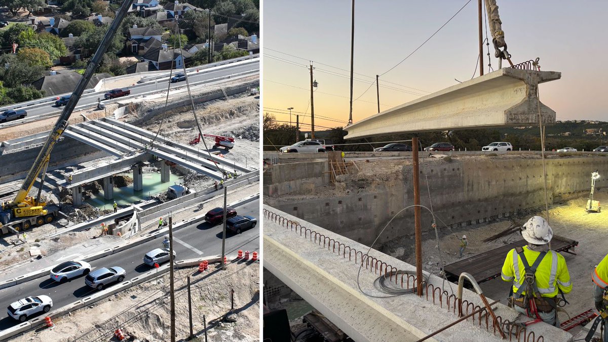 Loop360Project's tweet photo. Goodbye #HotBeamSummer, hello #FallBeamFever π Crews lifted and set beams at Cedar Street this week, laying the groundwork for the new underpass. #Loop360 #beamsup https://t.co/s3Wf8vxWhd