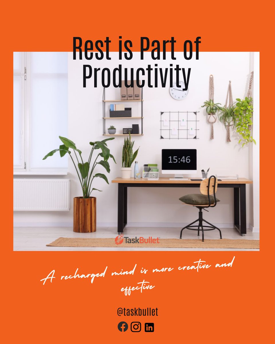 TaskBullet's tweet image. Rest is part of productivity. A recharged mind is more creative and effective. 🌸🛋️

#SelfCare #WorkSmart #BalanceMatters