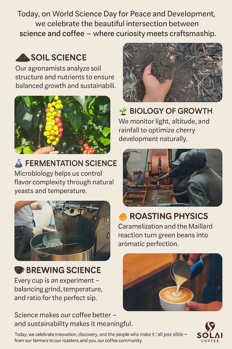 Science doesn’t just happen in labs; it happens in every field, roast, &amp; cup. This #WorldScienceDay, we celebrate the perfect blend of science and coffee. From soil health to fermentation and roasting, every step is guided by curiosity and crafted with care. Here’s to the science