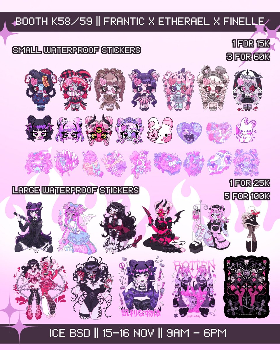 frantictrash's tweet photo. CF21 CATALOG (PART 3/4) 🇮🇩💘|| BOOTH K58/59
hello cuties! so excited to be able to visit Indonesia again for CF 21 this weekend!
Reservations are open in the form below if you would like to cop something <3

https://t.co/ElY3uOP1SR

#cf21 #comifuro21 #yamikawaii #creepycute https://t.co/aq5j4ypUrZ