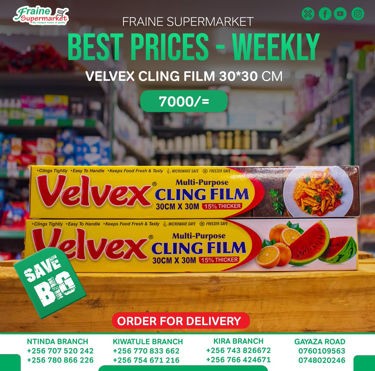 Need aluminium foil or cling film?
Get quality food wraps at Fraine Supermarket — perfect for keeping your meals fresh and neatly packed. 🍱