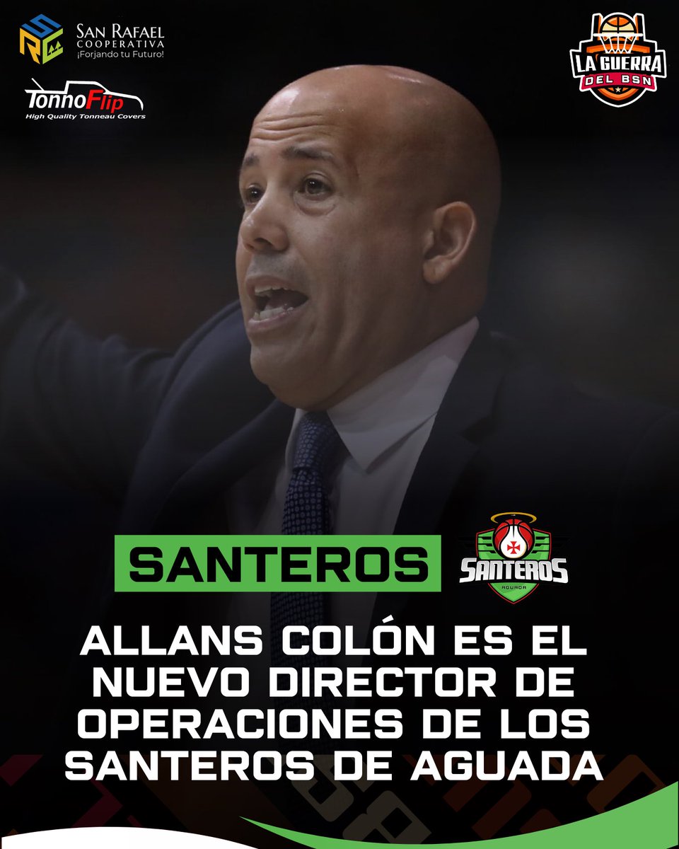 #BSNPR | OFICIAL: El técnico Allans Colón se une a la gerencia de los Santeros de Aguada como el nuevo Director de Operaciones de la franquicia.

🦎 Colón fungió la pasada temporada como dirigente de los Capitanes y ahora regresa al BSN en una nueva función gerencial.