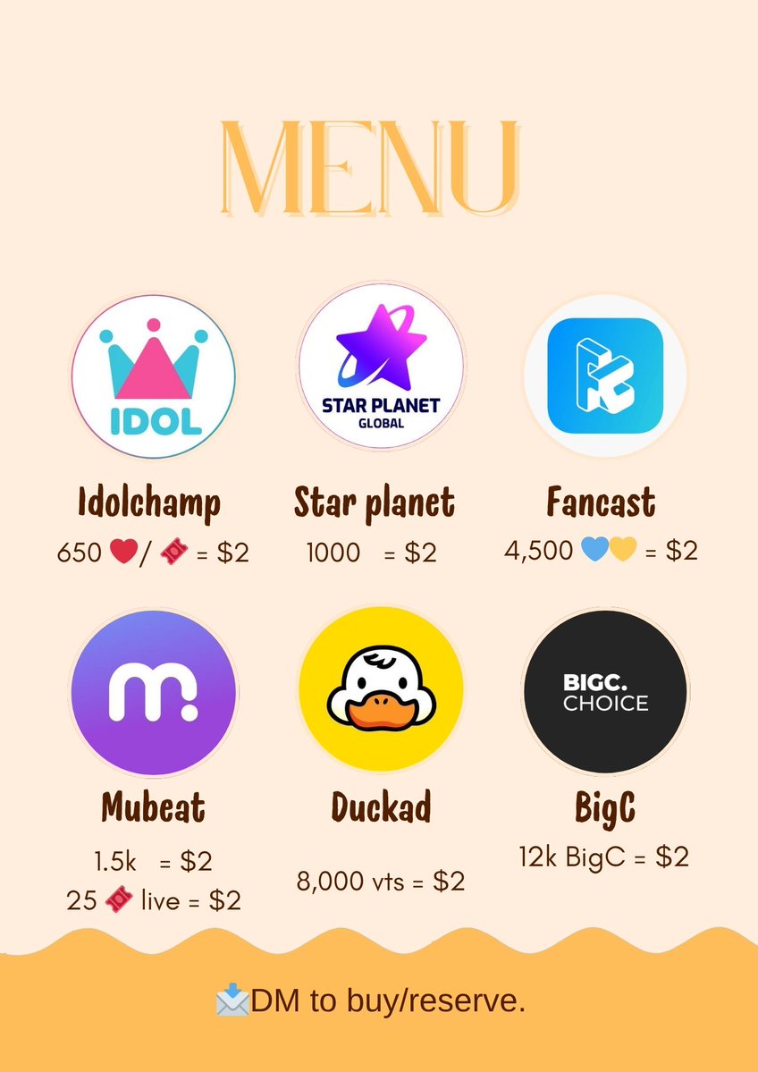 ConnectVote's tweet image. 🛒 SELLING VOTE:
Available/Reservations

#IdolChamp
#Mubeat
#Starplanet
#My1pick
#Fancast
#Duckad
#Fandomchart
#Kpopseoul
#BigC
#Whosfan
....
📩 DM to buy/ reserve. Thank you ❤️