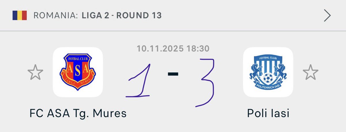 Modelwebka's tweet image. FC ASA Tg. Mureș – Poli Iași: 1–3