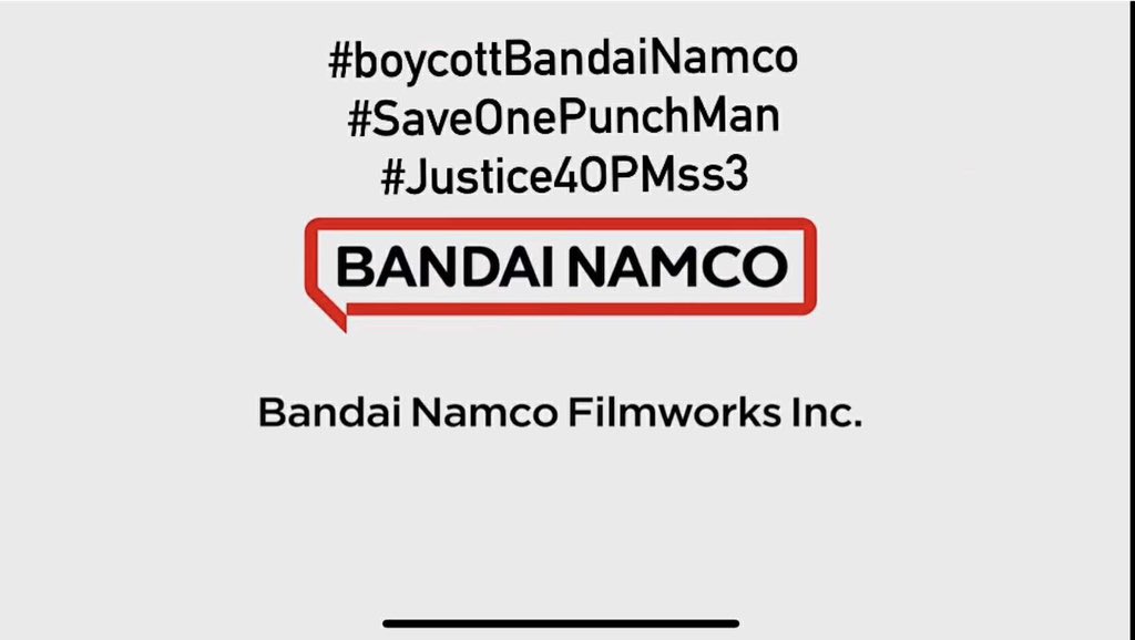 michelle051159's tweet photo. @Go_Jover #boycottBandaiNamco
#SaveOnePunchMan
#JusticeForOPMss3 https://t.co/gWKbyQFMIc